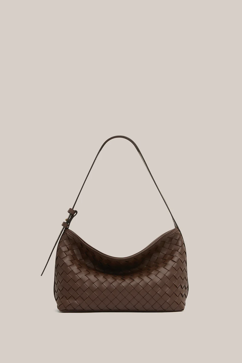 Elena Woven Shoulder Bag Chocolate