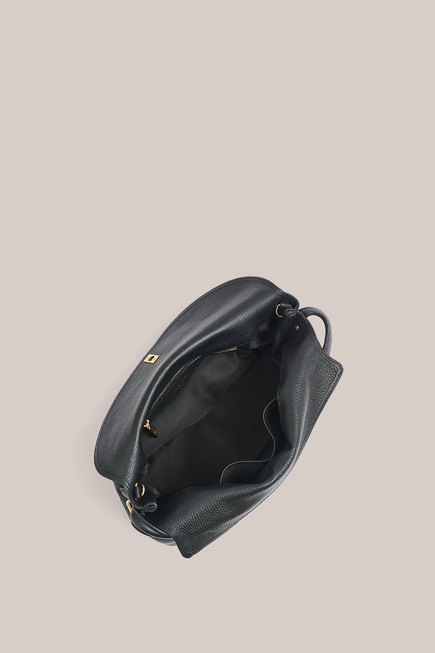 Sloane Large Black Leather Top Handle Crossbody - Image 4